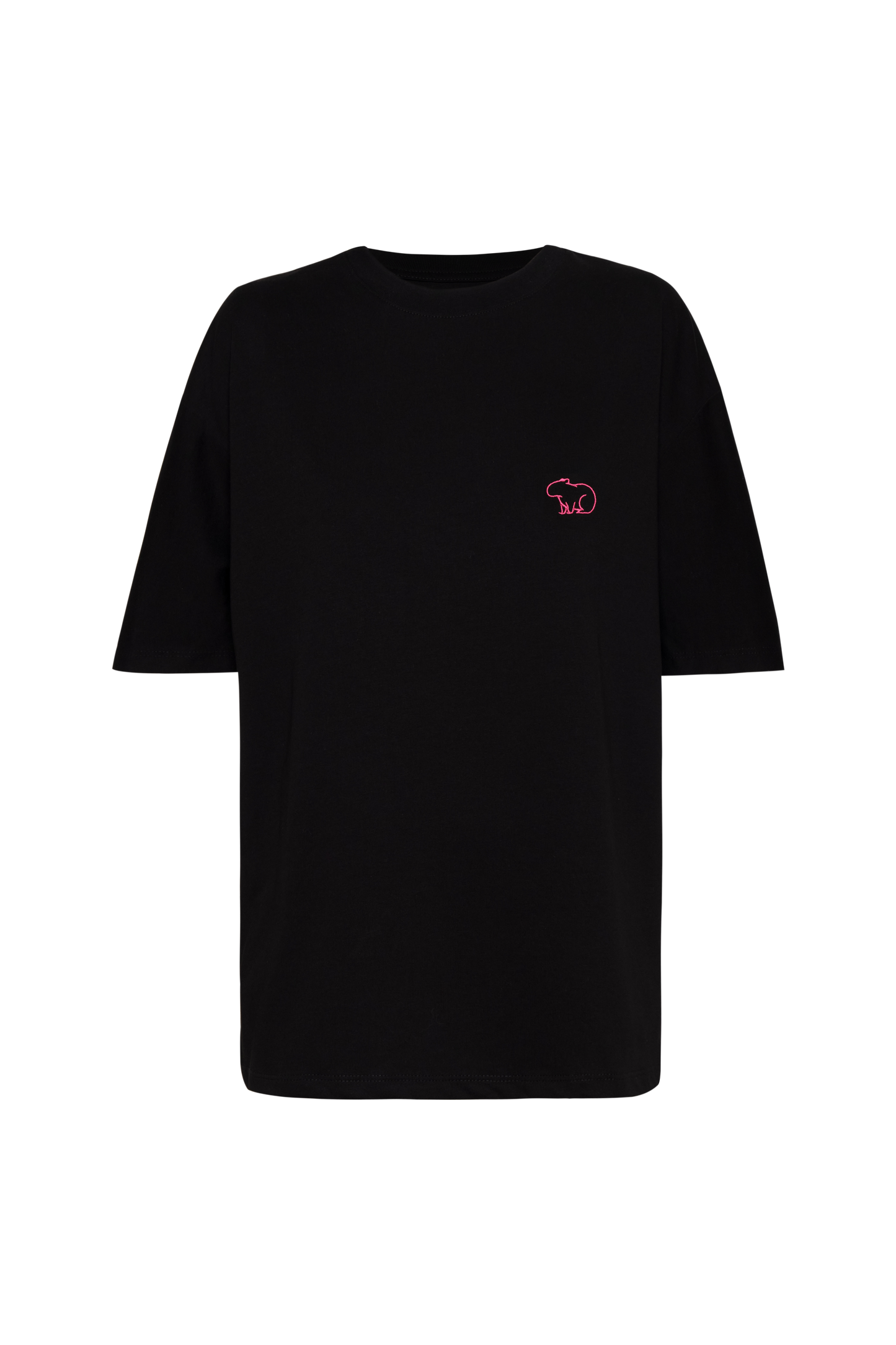 CAMISETA NEGRA CHIGUIRO FUCSIA