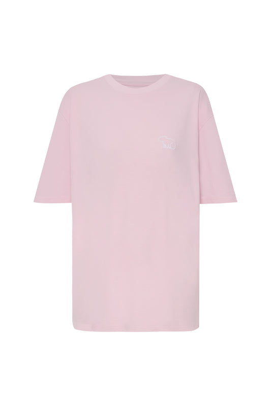 CAMISETA ROSADA CHIGUIRO BLANCO