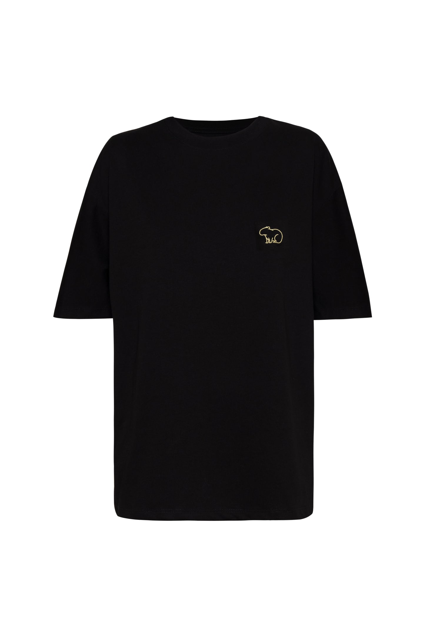 CAMISETA NEGRA CHIGUIRO DORADO